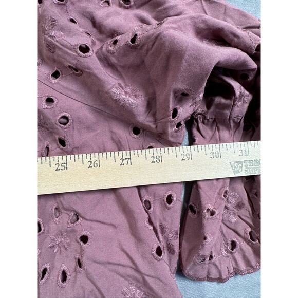 Torrid Mini Challis Eyelet Dress Women’s Size 4X Plus Rose Taupe Bell Sleeve NEW - Picture 5 of 16